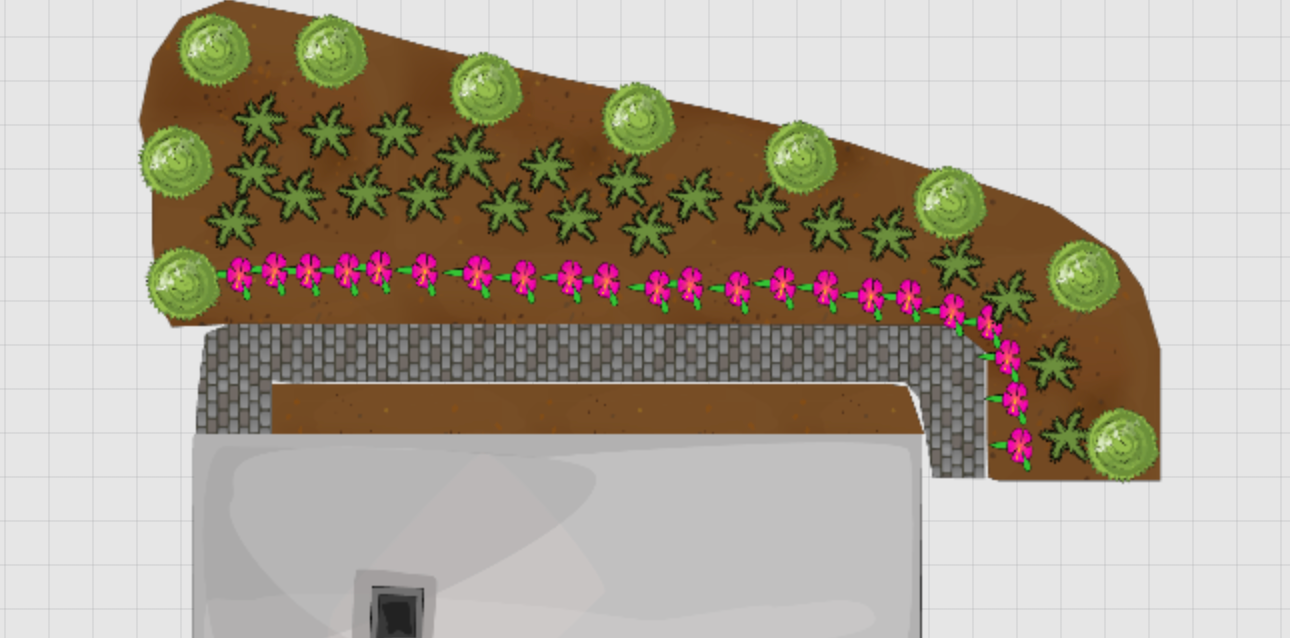 A basic design of a new flower bed to be installed in a front yard. Landscape design in Waukesha County