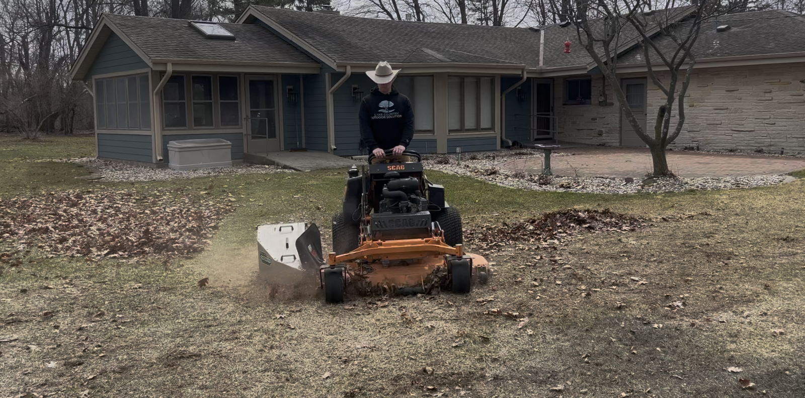 Performing a spring cleanup in Harlan, Wisconsin